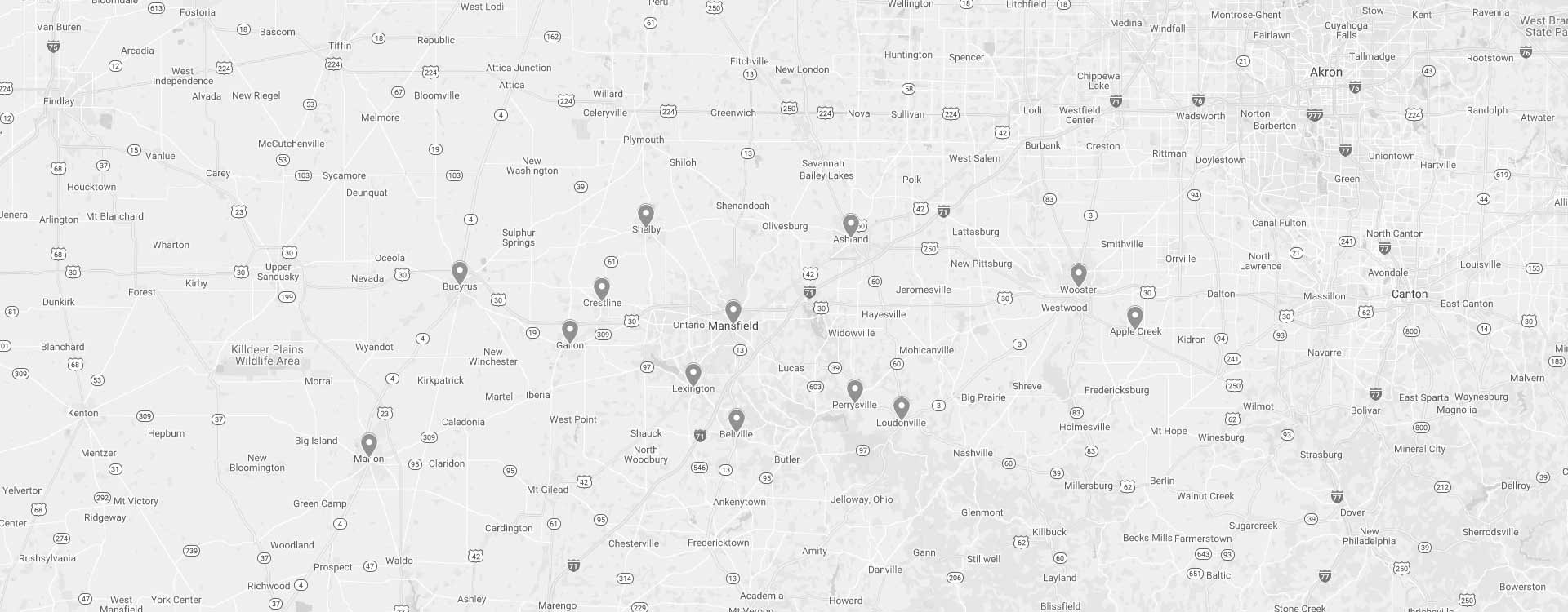 Ohio Green Lawn & Pest lawn care service areas map background